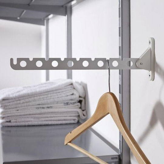 Element Agățătoare de Perete Metalică 8 Sloturi Alb 30cm 1buc