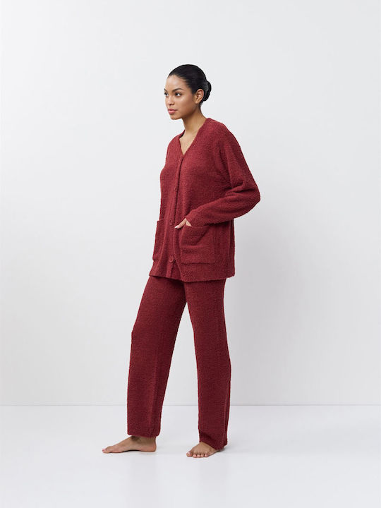 Aruelle Winter Women's Pyjama Set Burgundy Aruelle Winter Women's Pyjama Set Burgundy
