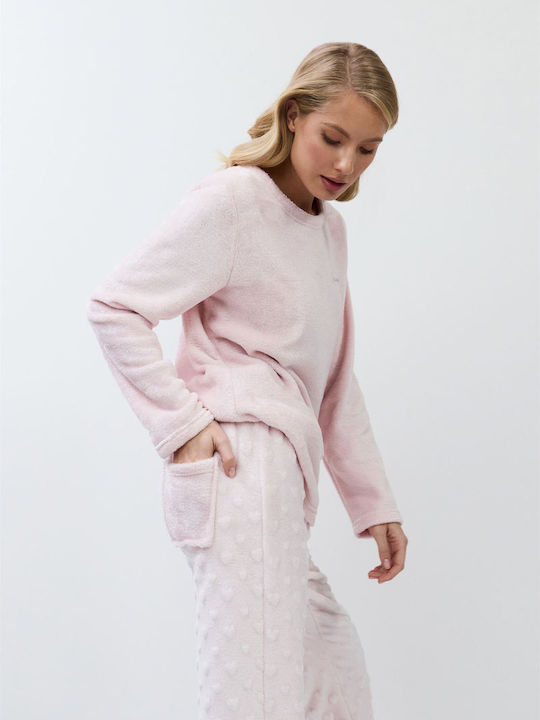 Aruelle Χειμερινό Γυναικείο Σετ Πιτζάμας Baby Pink