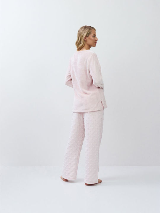 Aruelle Χειμερινό Γυναικείο Σετ Πιτζάμας Baby Pink