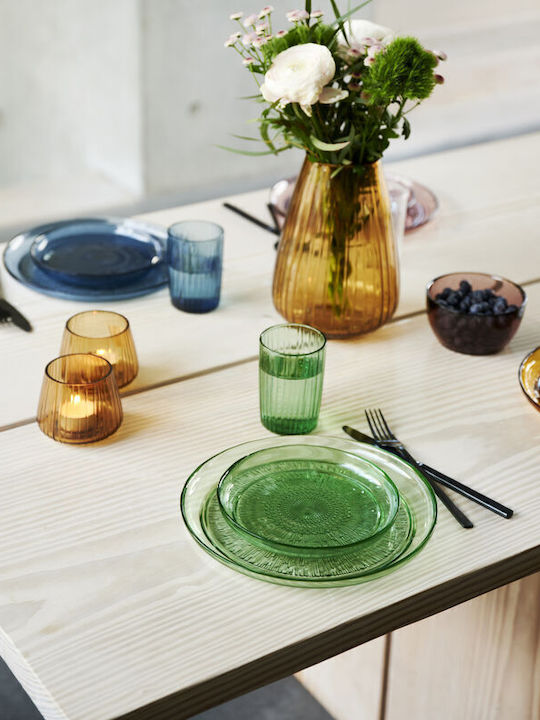 Bitz Plate Shallow Glass Green with Diameter 25cm