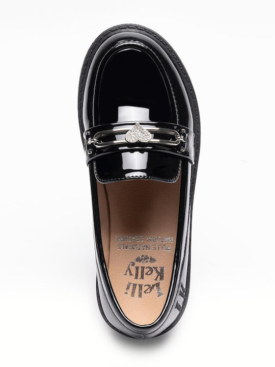 Kids Anatomic Patent Leather Ballerinas with Hoop & Loop Closure Black