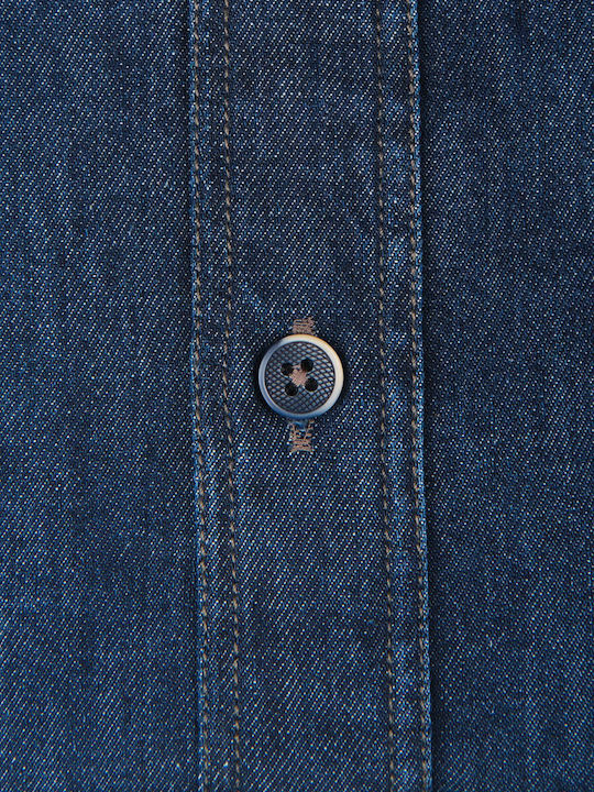 Long-Sleeve Blue Denim Shirt