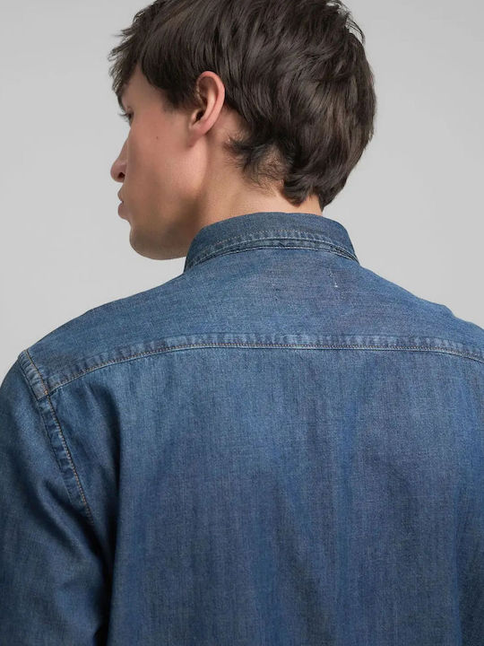 Long-sleeved Denim Shirt Dark Blue Denim