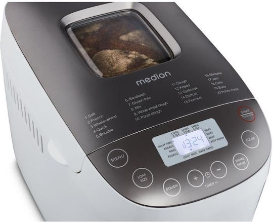 Medion Bread Maker 950W with Container Capacity 1800gr and 19 Baking Programs