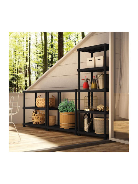 Plastic Outdoor Shelving Unit QBlack 4080S/4 With 5 Black Shelves 80x40x173.4cm