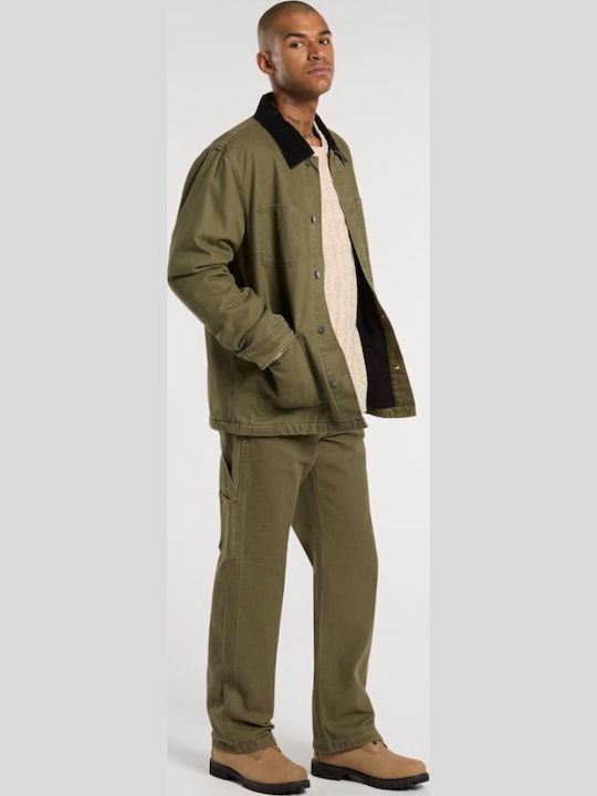 Canvas Men's Trousers with Straight Leg Style Military
