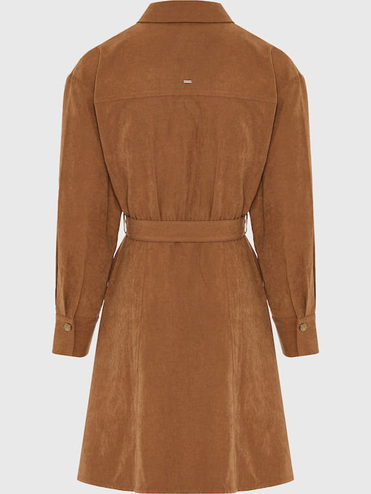 Mini Shirt Dress Dress Brown