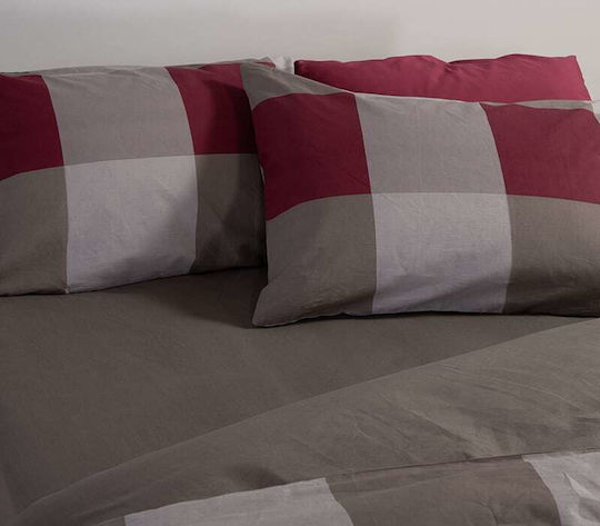Nef-Nef Homeware Σετ Παπλωματοθήκη Βαμβακερή Μονή με Μαξιλαροθήκη 170x240cm Casual Check Grey