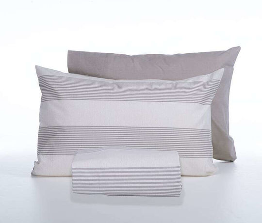 Nef-Nef Homeware Σετ Παπλωματοθήκη Βαμβακερή Μονή με Μαξιλαροθήκη 170x240cm Casual Stripe Petrol