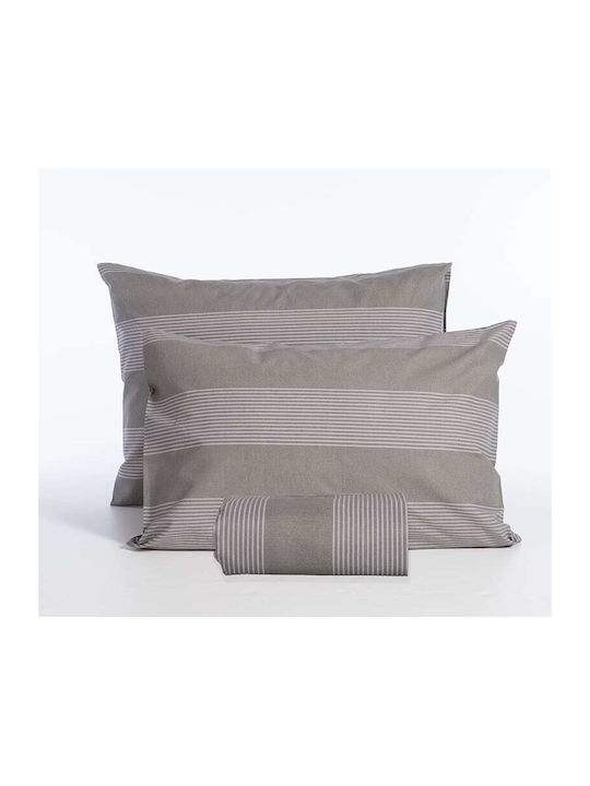 Nef-Nef Homeware Duvet Cover Set Cotton Single with Pillowcase 170x240 Casual Stripe Ecru