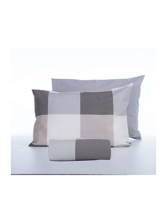 Nef-Nef Homeware Bettbezug-Set Baumwolle Einzelbett mit Kissenbezug 170x240 Casual Check Grey