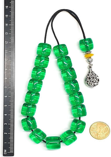 Roloi Komboloi Resin Worry Beads with 17 Beads Green 28cm