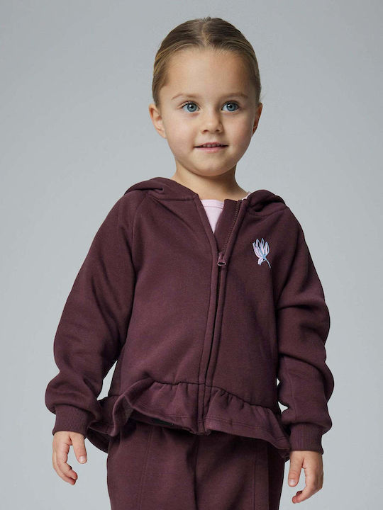 Kids Sweatshirt Cardigan Knitted with Hood Bordeaux