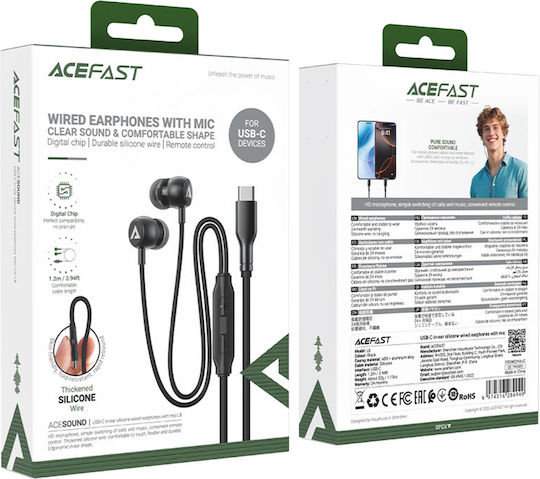 Acefast L8 In-Ear Freisprecheinrichtung Kopfhörer mit Stecker USB-C Gray