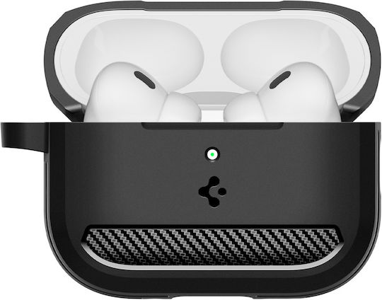 Spigen Rugged Armor Hülle Silikon mit Haken in Schwarz Farbe für Apple AirPods Pro 3