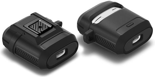Spigen Lock Fit Θήκη Πλαστική / Σιλικόνης με Γάντζο σε Μαύρο χρώμα για Google Pixel Buds 2a