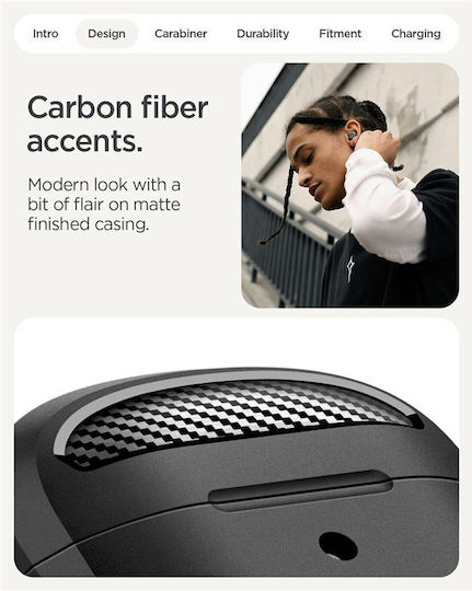 Spigen Rugged Armor Θήκη με Γάντζο σε Μαύρο χρώμα για Google Pixel Buds 2a