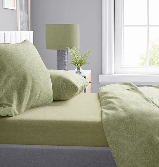Dimcol Σετ Σεντόνια Μονά Βαμβακερά Light Olive 160x240cm 3τμχ