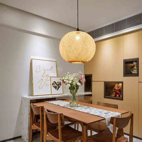 VenCore Κρεμαστό Φωτιστικό Μπεζ Boho με Ντουί E27 40εκ.