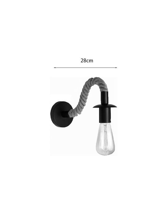 Pakketo Vintage Wall Lamp with E27 Socket Black 28x10cm