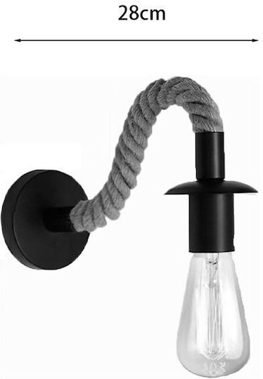 Pakketo Vintage Wall Lamp with E27 Socket Black 28x10cm