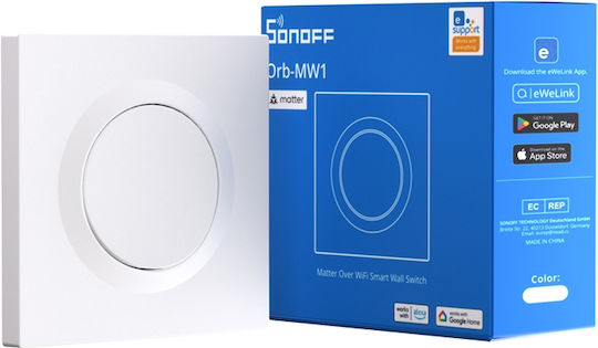 Sonoff MINIR4M-E Διακόπτης Τοίχου Wi-Fi Μονός με Πλαίσιο Λευκός