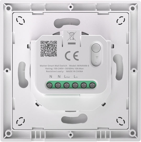Sonoff MINIR4M-E Διακόπτης Τοίχου Wi-Fi Μονός με Πλαίσιο Λευκός