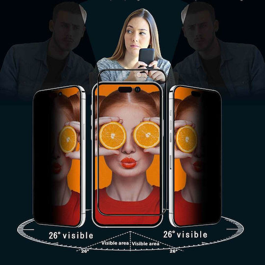 Anank 2.5d Защитен Екран С Поверителност За iPhone 15 Pro Max Черен
