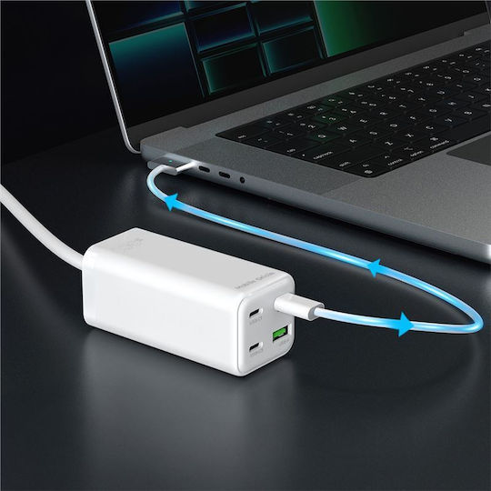 Mobile Origin Charging Stand GaN with USB-A Port and 3 USB-C Ports 100W Power Delivery in White color (MO-100CMH-PW18)