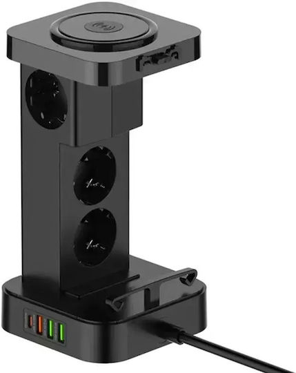 Ldnio Πολύπριζο 3 Θέσεων με 3 USB-A, USB-C, Διακόπτη και Καλώδιο 2m