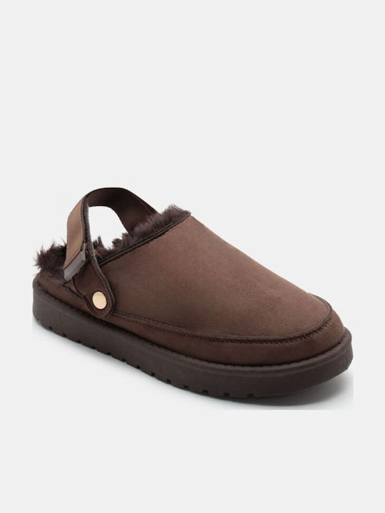 Luigi Women's Clogs with Fur Brown