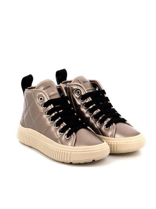 Laquinny Leather Kids Ankle Boots with Zipper Gold