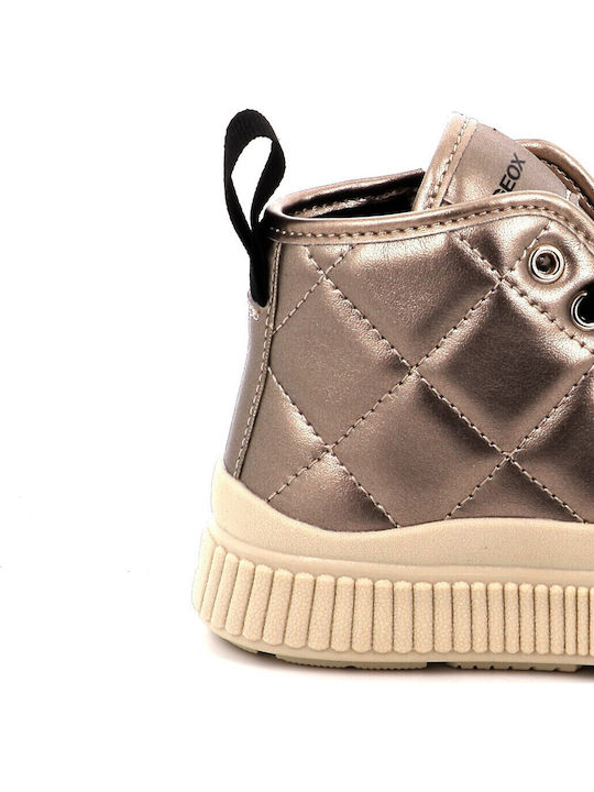 Laquinny Leather Kids Ankle Boots with Zipper Gold
