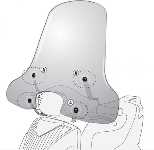 Givi Motorcycle Windshield & Windscreen Installation Kit for Sym Symphony 125 / Symphony 150 / Symphony 50 2009-2020 A7053A