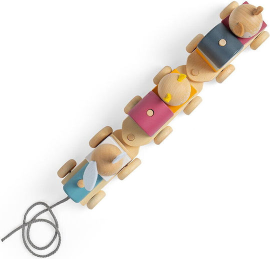 Big Jigs Дърпаща играчка Влакче от дърво за 12++ месеца