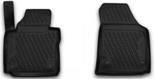 Novline Set of Front and Rear Mats 2pcs Tray Type for Volkswagen Caddy 2015+ Black