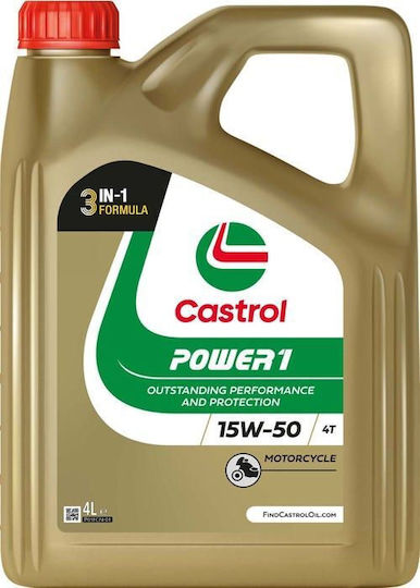 Castrol Power 1 Motorcycle Oil for Four-Stroke Engines 15W-50 4lt