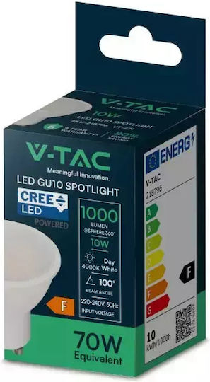V-TAC LED Bulb 10W for Socket GU10 and Shape PAR16 Natural White 1000lm