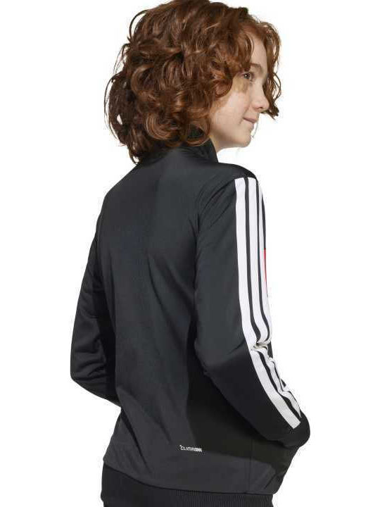 3-Stripes Tiberio Kids Tracksuit Sweatpants Set With Jacket Black White Red 2 Pieces