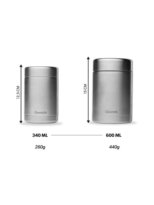 Qwetch Δοχείο Φαγητού Inox Ασημί 340ml