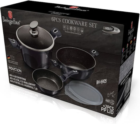 Berlinger Haus Metallic Line Σετ Μαγειρικά Σκεύη από Αλουμίνιο Carbon Pro με Επίστρωση από Πέτρα 3 τεμαχιών