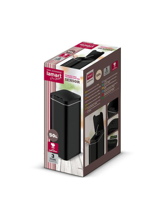 Lamart Waste Bin Waste made of Stainless Steel with Photocell Black 50lt 1pcs
