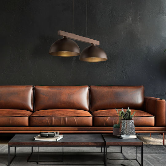TK Lighting Oslo Κρεμαστό Φωτιστικό Καφέ LED Ράγα 83εκ.