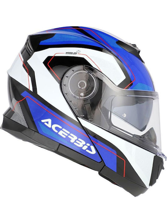 Acerbis Serel Blue / White Cască Moto Flip-Up ECE 22.05 1550gr cu Sunvisor