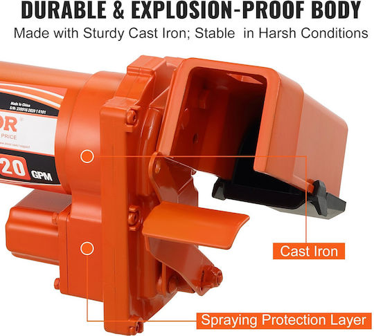 Vevor Fuel Transfer Pump 12V DC 20 GPM 1/4 HP High Flow Cast Iron Gasoline Extractor Pump Fuel Collection Box Design Gasoline Diesel Kerosene Ethanol & Methanol Blends Biodiesel