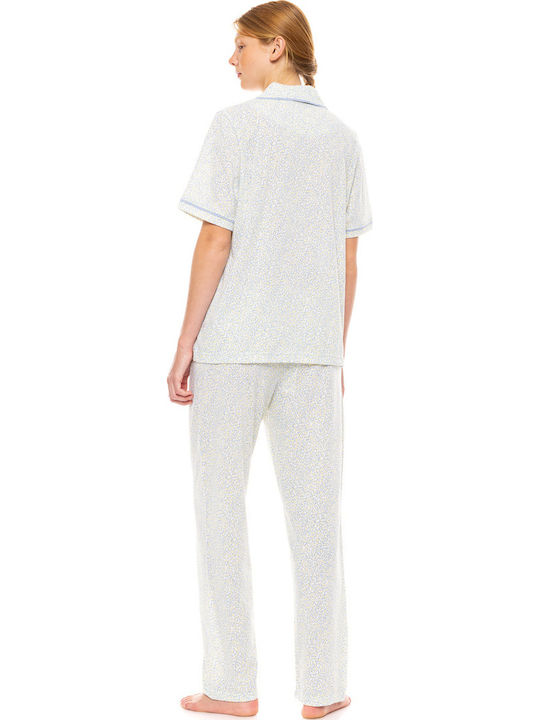 Pink Label Sommerliches Damen-Set Schlafanzug & Pyjamas für Damen Pastell Leopard