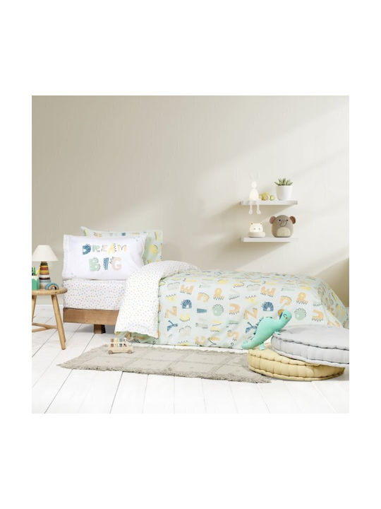 Nima Dream Set Kids Duvet Cover Single with Pillowcase Cotton Green 160x240cm