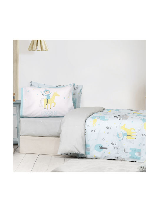 Nima Set Kids Duvet Cover Single with Pillowcase Cotton Light Blue 160x240cm