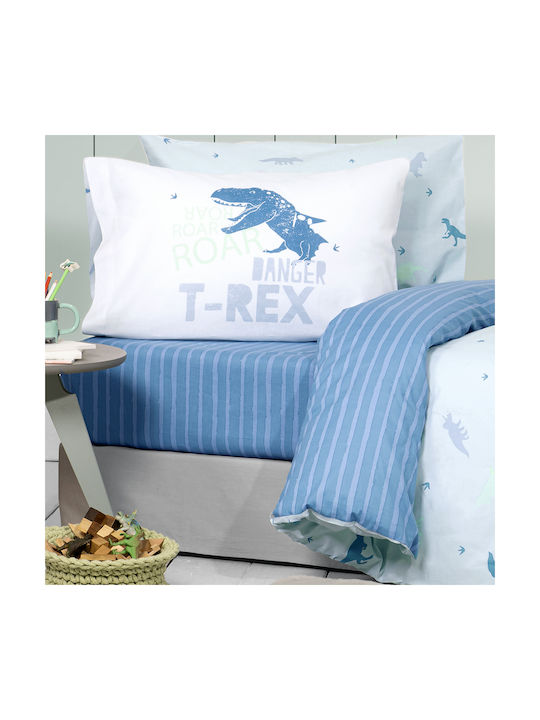 Nima Set Kinderbettbezug Einzel mit Kissenbezug Baumwolle Blau 160x240cm